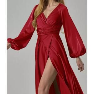 AW BRIDAL SZ 4 S red Clementina wedding guest formal party maxi dress NEW b77